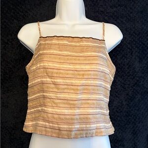 Vintage Ann Taylor Striped Tan Sleeveless Top